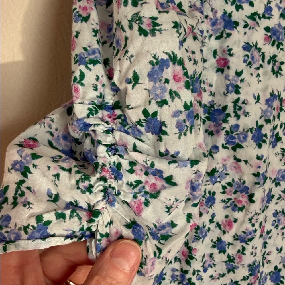 LoveShackFancy Blue and Pink Floral Mini Dress 6 - Picture 5 of 9